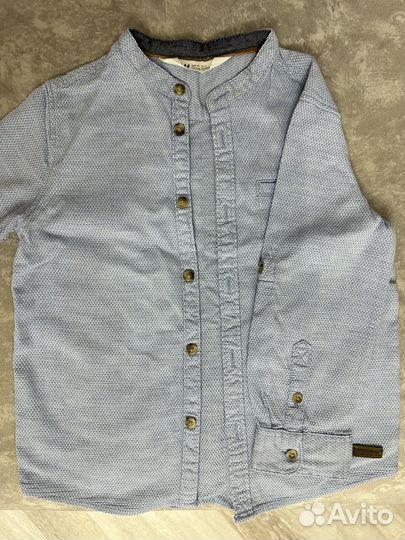 Рубашка h&m 110, сапоги резиновые, жилетка