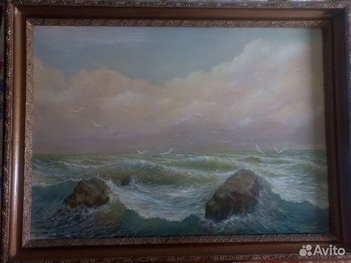 Картина маслом на холсте море