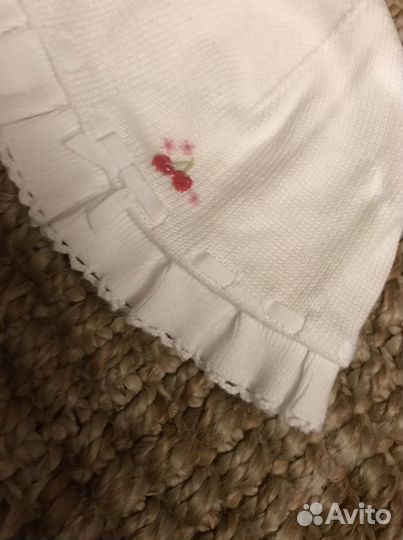 Вязаная шапочка- панамка для малышки 6-12мес