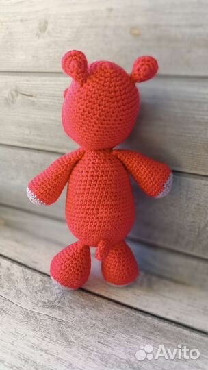 Мягкая вязаная игрушка Бегемот