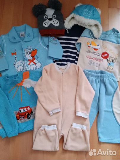 Теплые детские вещи пакетом 80-86-92