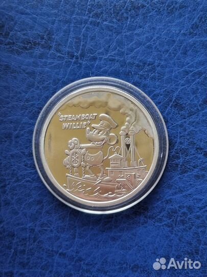Монета Серебро Микки Маус Пароходик Вилли Унция