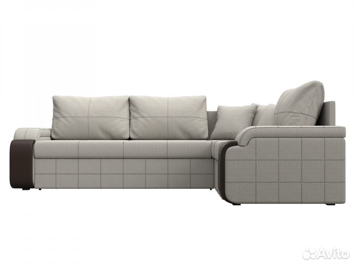 Диван угловой Николь правый угол, рогожка, амур бежевый