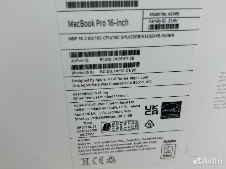 Новый кастомный MacBook Pro 16 M1Pro/32/512gb gray