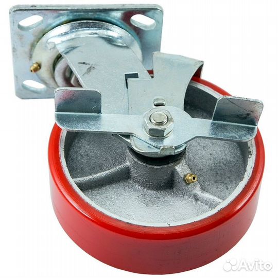 Колесо полиуретановое с тормозом PU d125 мм