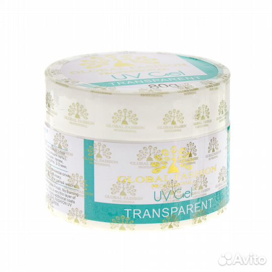 Гель для наращивания ногтей, прозрачный, Global Fa