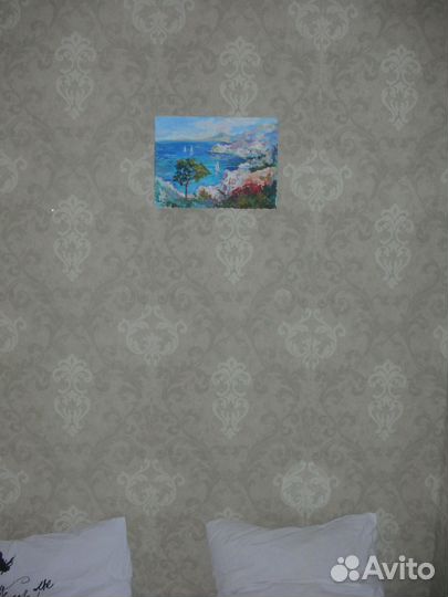 Картина маслом на холсте пейзаж южный горы и море