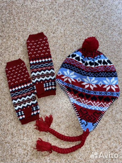 Комлект шапка и перчатки без пальцев
