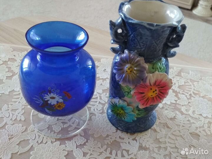 Вазочка фарфор ссср/Ваза цвет.стекло