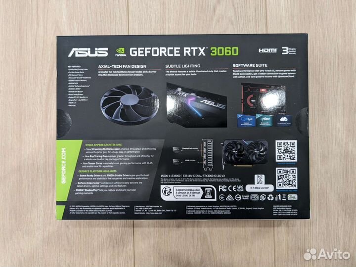 Новая видеокарта Asus Dual RTX 3060 V2 OC 12 Gb