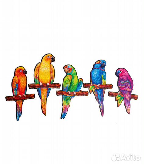 Фигурный пазл Unidragon, Игривые Попугаи, размер R