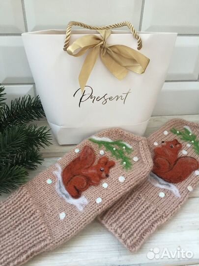 Варежки вязаные ручной работы