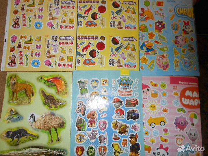 Наклейки детские А 4 25шт лунтик,смешарики и др
