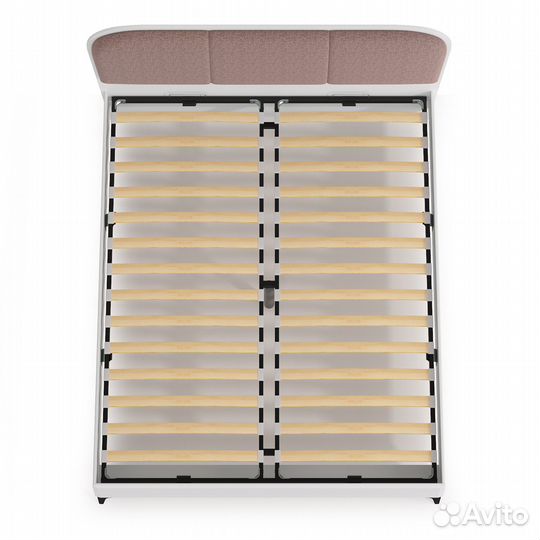 Кровать двуспальная с мягкой спинкой и ортопедическим основанием 1600 Валенсия, цвет белый шагрень/т