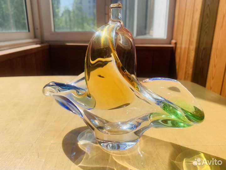 Вазы из винтажного богемского стекла, Чехословакия