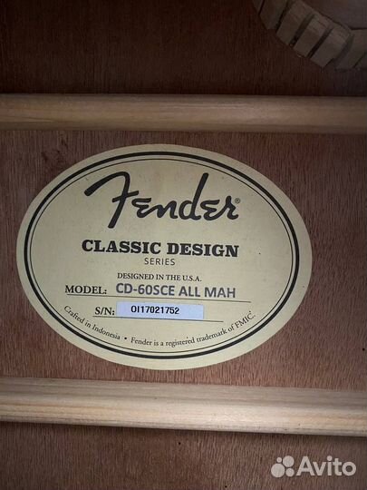Электроакустическая гитара fender CD-60SCE ALL MAH