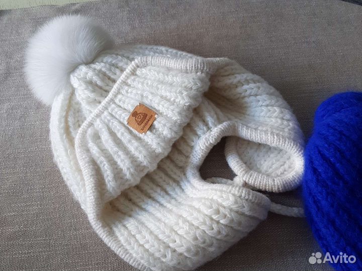 Шапка ушанка женская пух норки