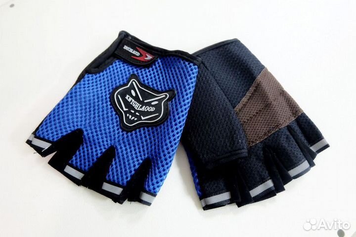 Перчатки без пальцев kntghlaood синие (текстиль)