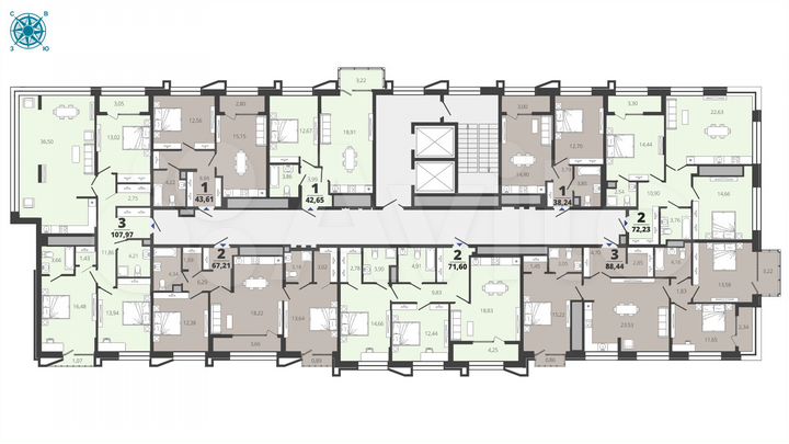 3-к. квартира, 87,8 м², 14/19 эт.