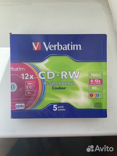 Verbatim Диски CD-RW 8-12x 700Mb