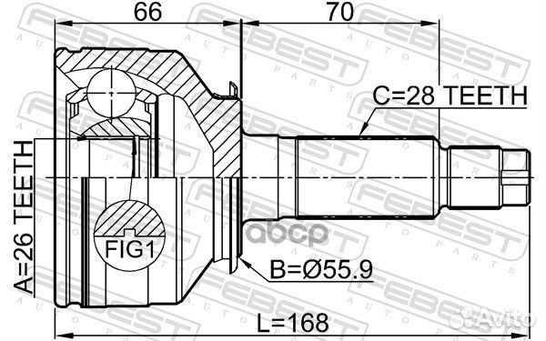 Шрус наружный 26x56x28 KIA sorento 02 2002-2006