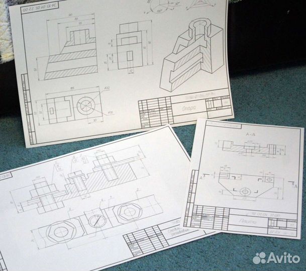 Чертежи от руки на бумаге и Компас 3D
