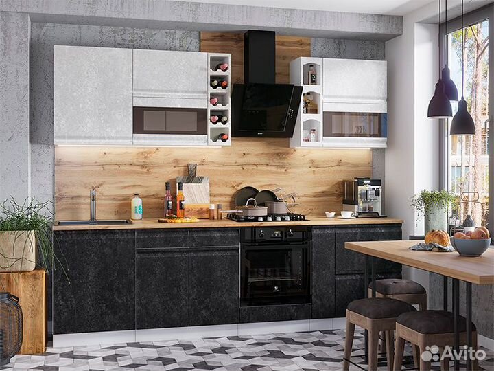 Кухня Бруклин тумба шн 300 фасад шн 300 бетон чер