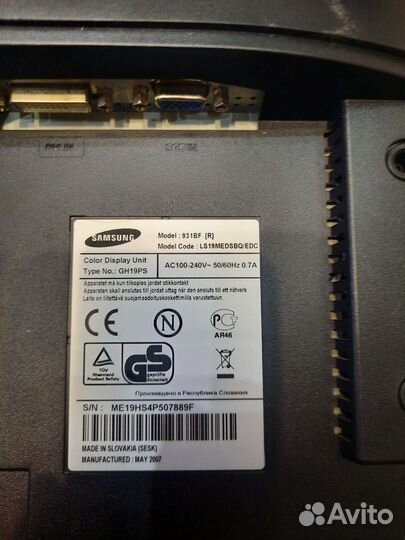 Монитор Samsung 931bf на запчасти