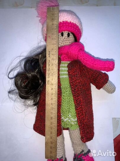 Вязанная кукла 35см ручная работа