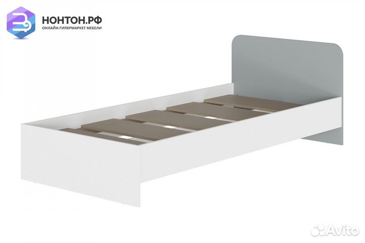 Кровать Кубо белый / грин грей софт