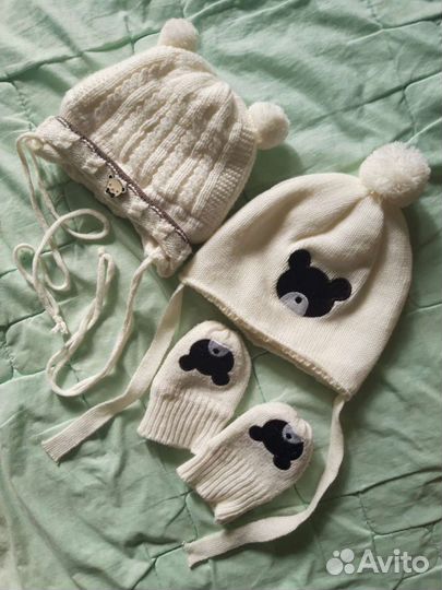 Шапка и рукавички для новорожденных