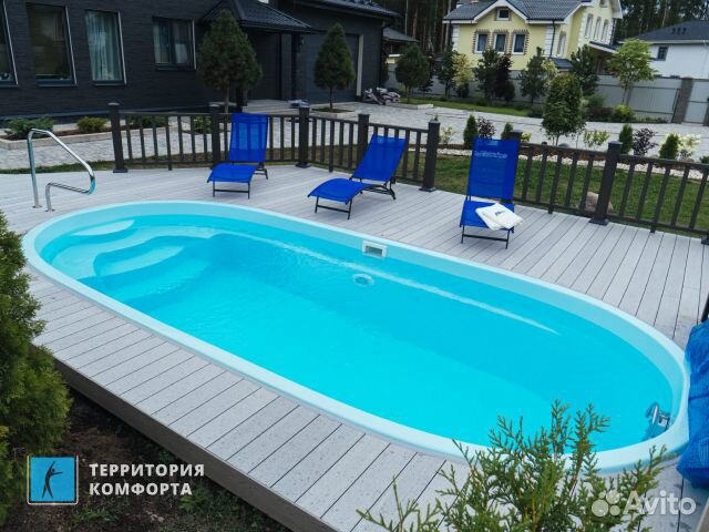 Композитный бассейн 6,4 * 2,8 м, глубина 1,57 м