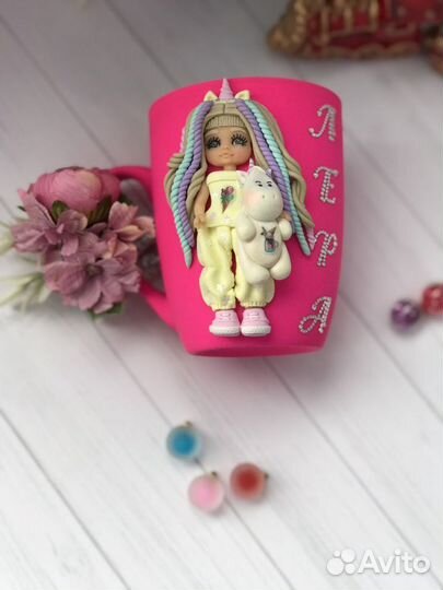 Кружки с декором из полимерной глины