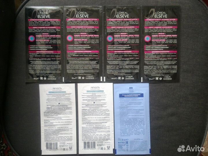 Пробники, шампунь, бальзам, Loreal, Dove, Nivea