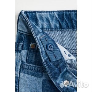 Джинсы свободного кроя H&M Checked, светло-голубой