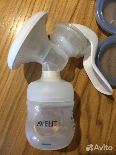 Молокоотсос avent ручной + контейнеры для хранения