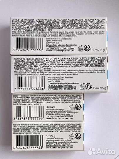 Миниатюры, пробники La Roche Posay 2 геля 2 крема