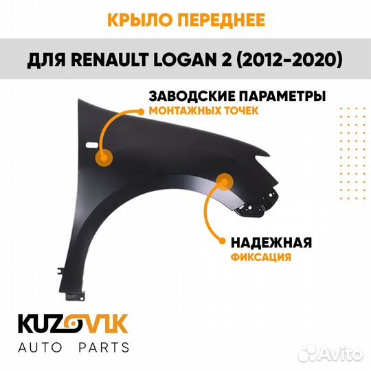 Крыло переднее правое с отверстием Renault Logan