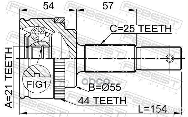 ШРУС наружный 21x55x25 0210-QG15A44 Febest