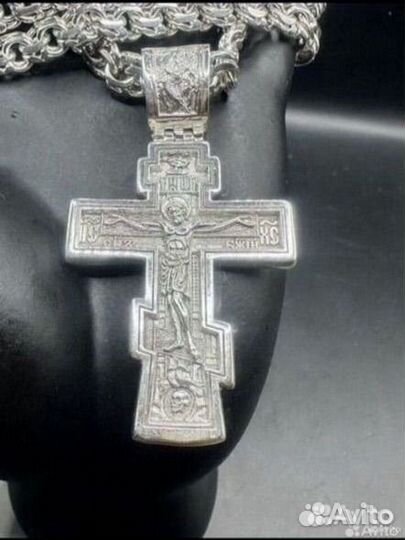Серебряная цепочка и крест. Крупные. Серебро