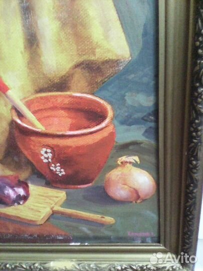 Старенькая картина -натюрморт.60-ые года. хм