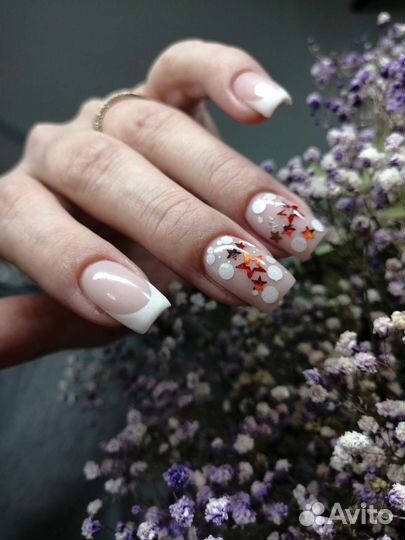 Маникюр, гель лак, наращивание, выкладной френч