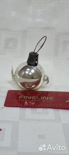 Елочные игрушки СССР. Чайник. Серебро