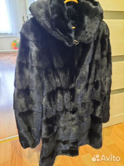 Шуба норковая с капюшоном