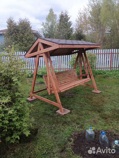 Качели садовые деревянные