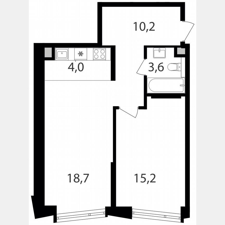 1-к. квартира, 51,7 м², 12/25 эт.