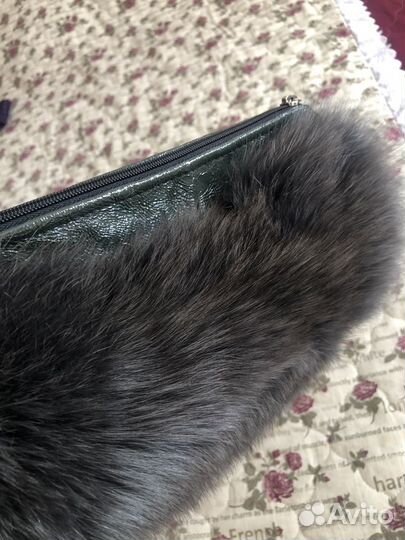 Сумка клатч с мехом
