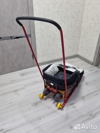 Детские санки коляска с колесами и чехлом