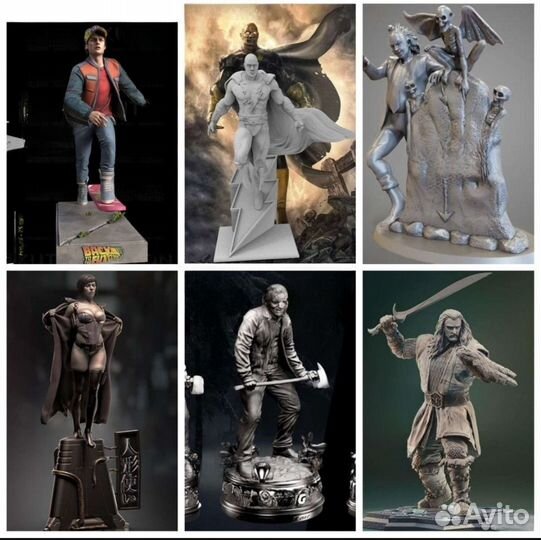 Много фигурок персонажей из кино и мультфильмов