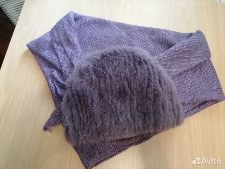 Шапка из норки и платок в подарок